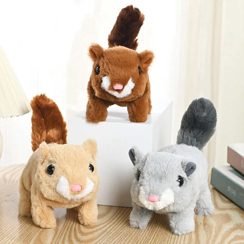 

1Pcs Ultra-realistic Squirrel Toy Kid Electric Plush Toy Forward Backward With Sound Electronic Pet Plush Doll Baby Birthday Toy