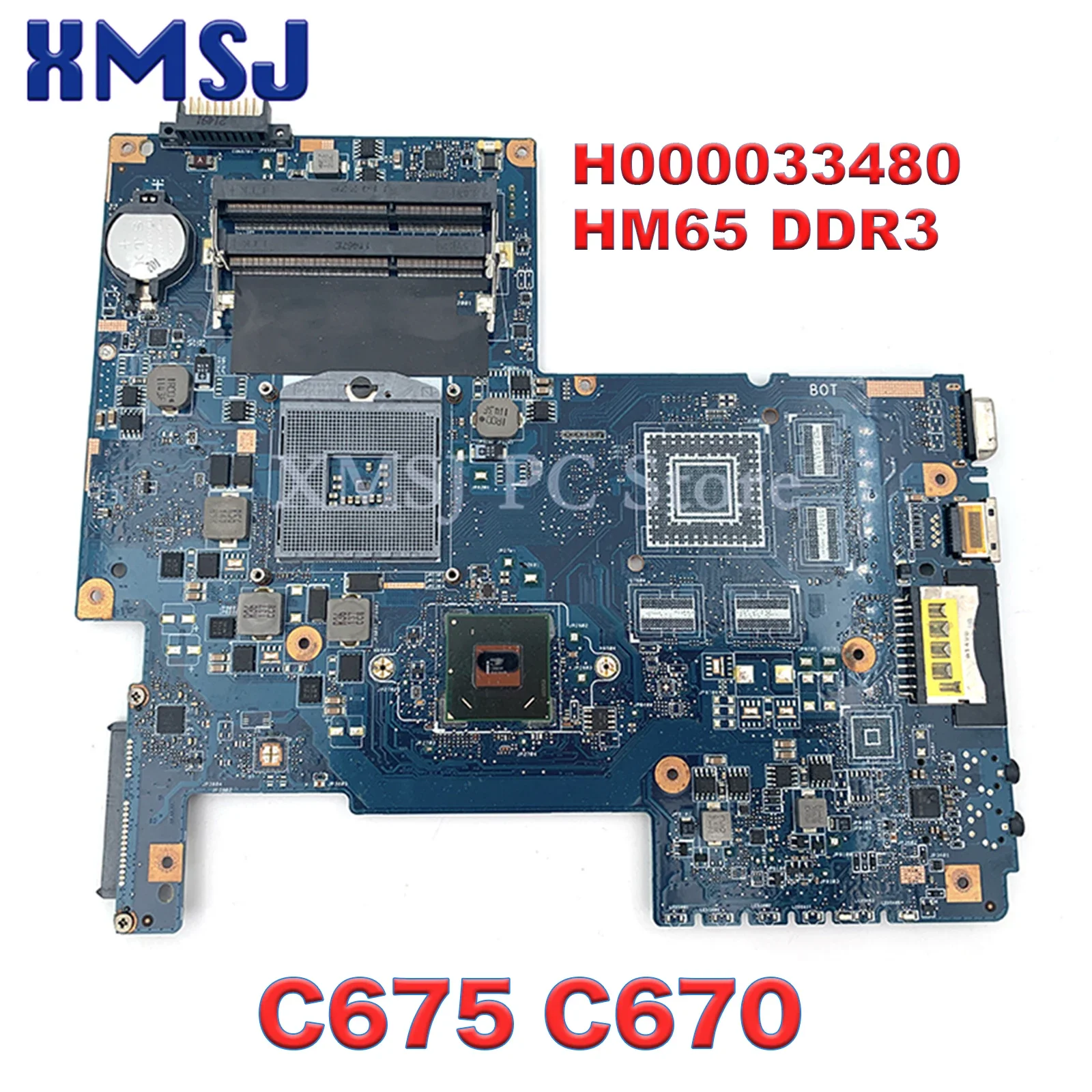 

For Toshiba Satellite C675 C670 Laptop Motherboard H000033480 HM65 GMA HD DDR3 Main Board Full Test