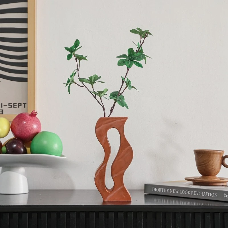 مزهرية زهور مجففة إبداعية على الطراز الأوروبي، زخرفة راتينج مجوفة هندسية، ديكور ناعم لسطح الطاولة في غرفة المعيشة وغرفة الطعام #1