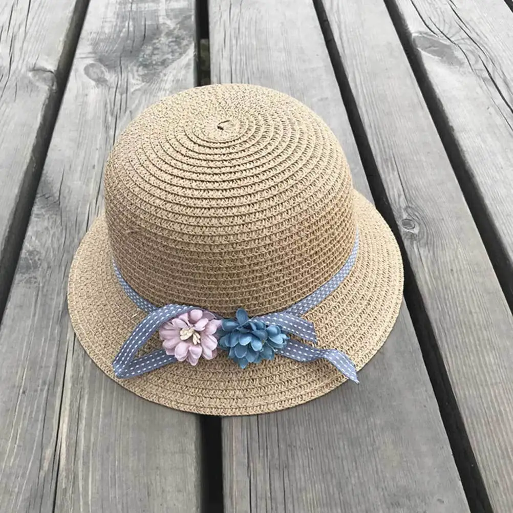 

1 set 1 Set Kids Beach Hat Straw Set With Crossbody Bag For Girls Adorable Design Wide Brim Sun Protection Perfect Gift Khaki