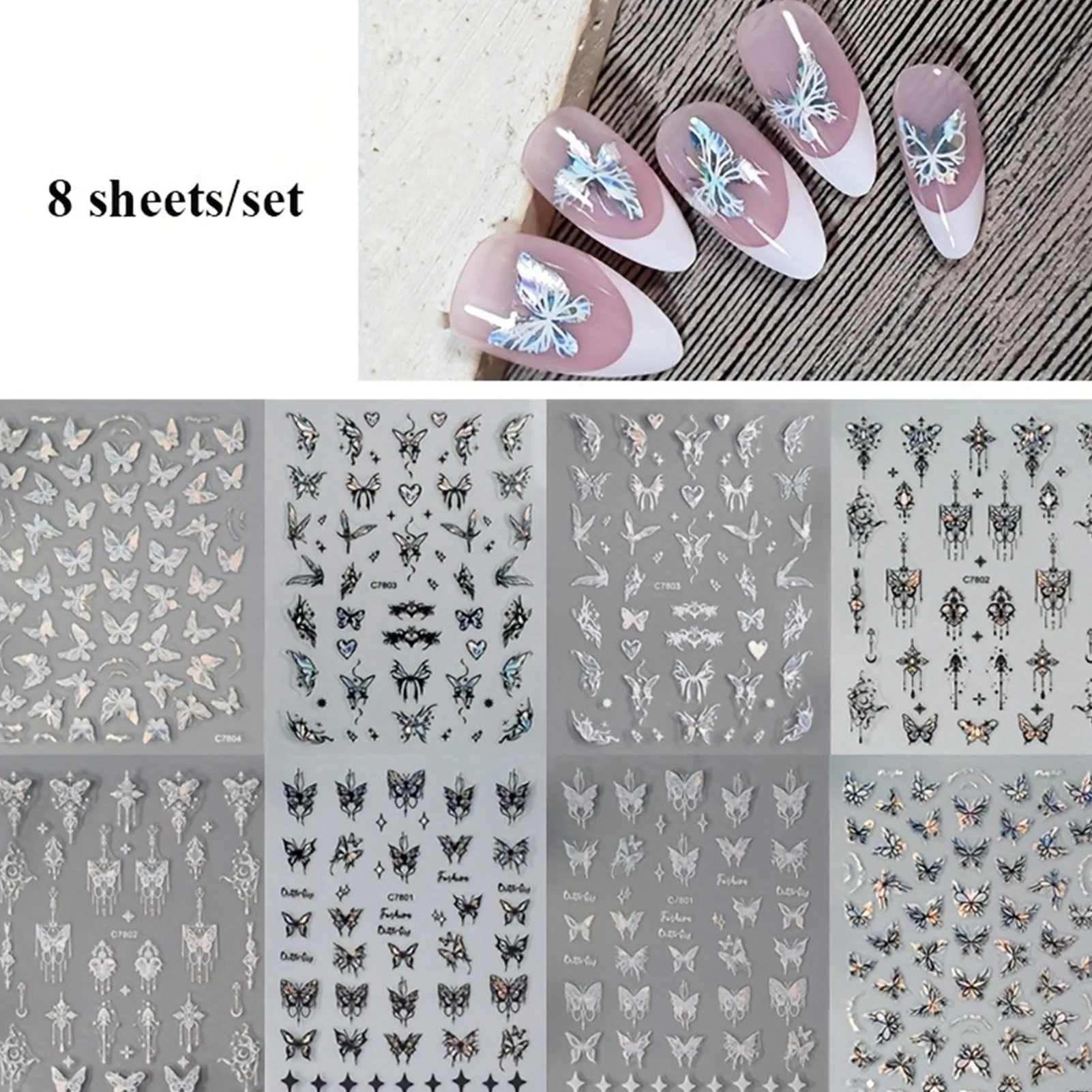 Black Lines Butterfly Nail Stickers 3D Stream Lines Butterfly Nail Stickers for Mother Wives Girlfriends Daughters