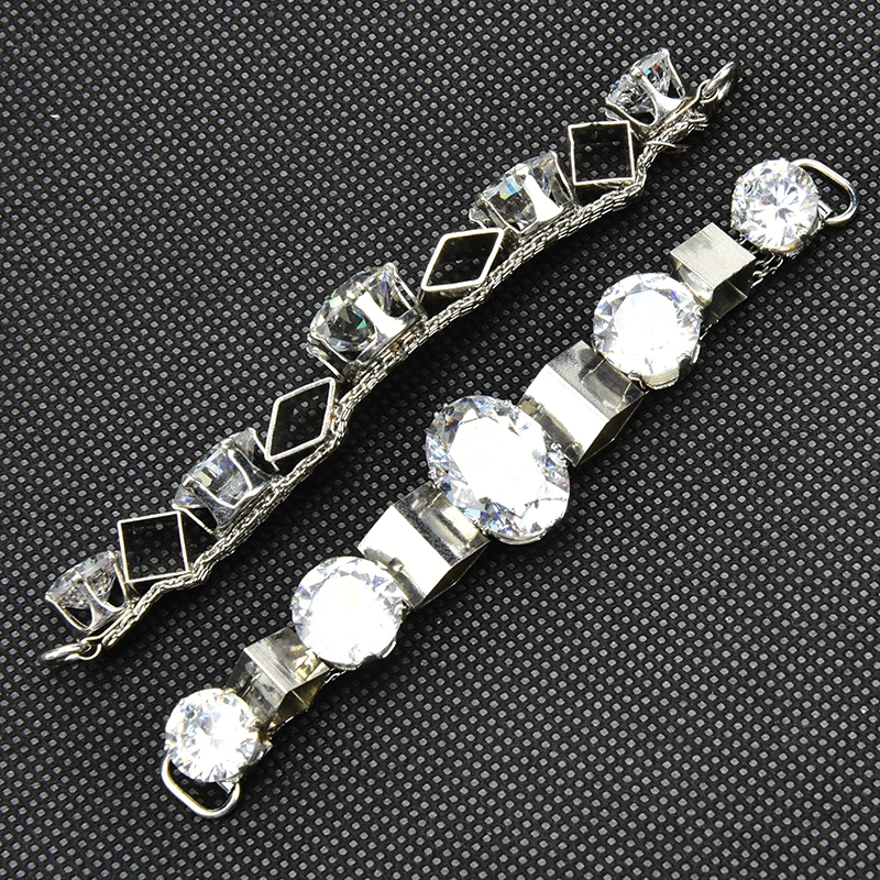 2Pcs 10cm Clear Zircon Crystal Bikini Connector Buckle Shiny Rhinestone Metal Chain Trim for Clothing Shoes Decroration