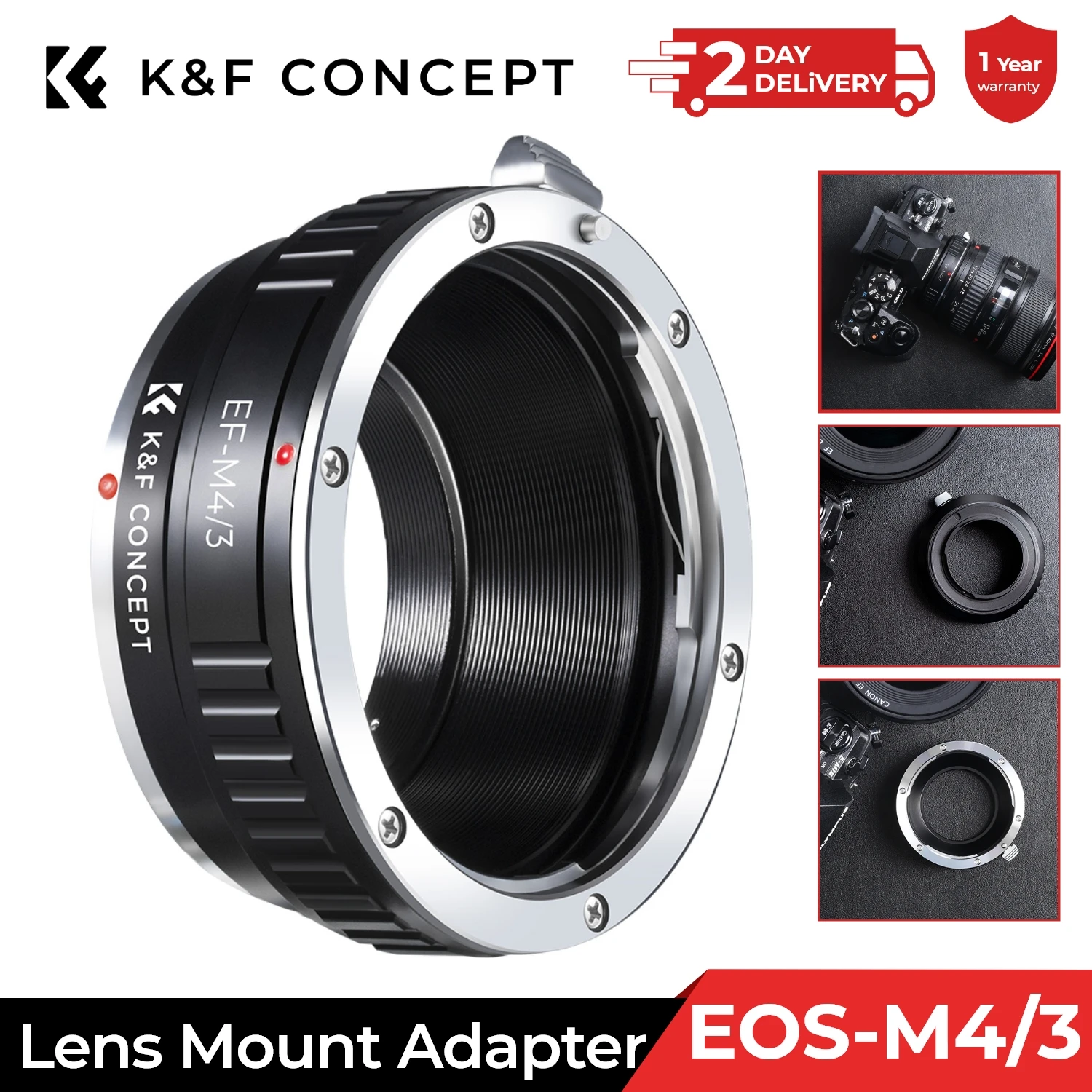 K&F CONCEPT EOS-M4/3 Camera Lens Adapter for Canon EOS EF EF-S Mount Lens to M4/3 MFT Olympus PEN and Panasonic Lumix Cameras