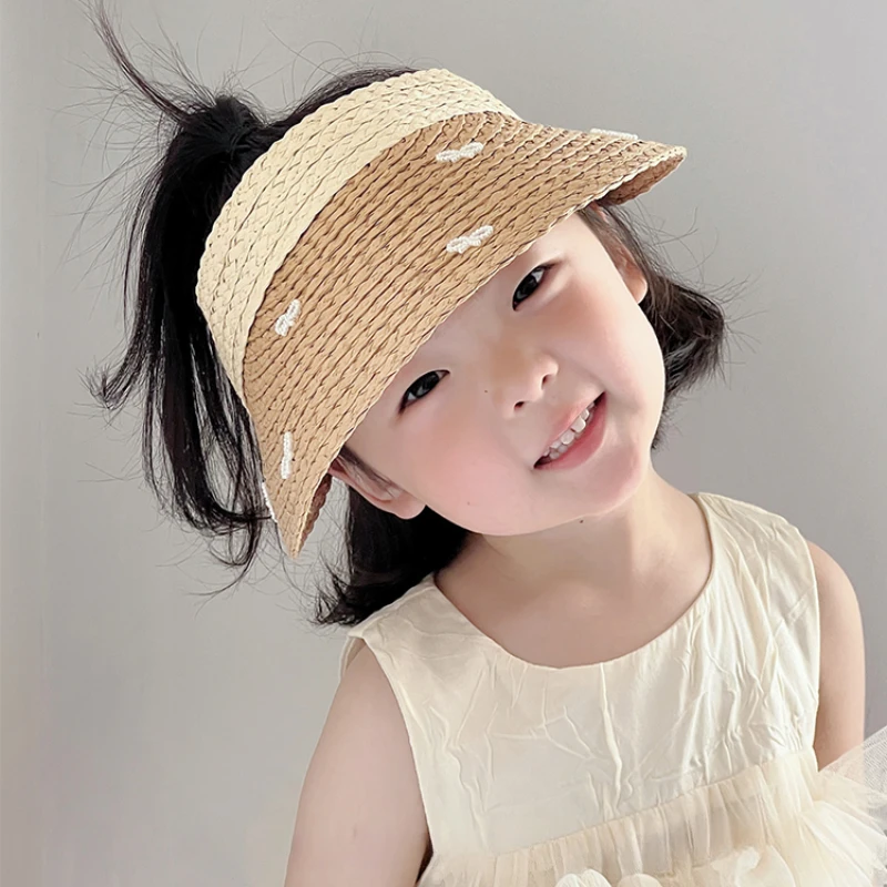 Chapeaux et casquettes à la mode pour enfants avec nœud papillon, protection solaire, grand bord pour l'été