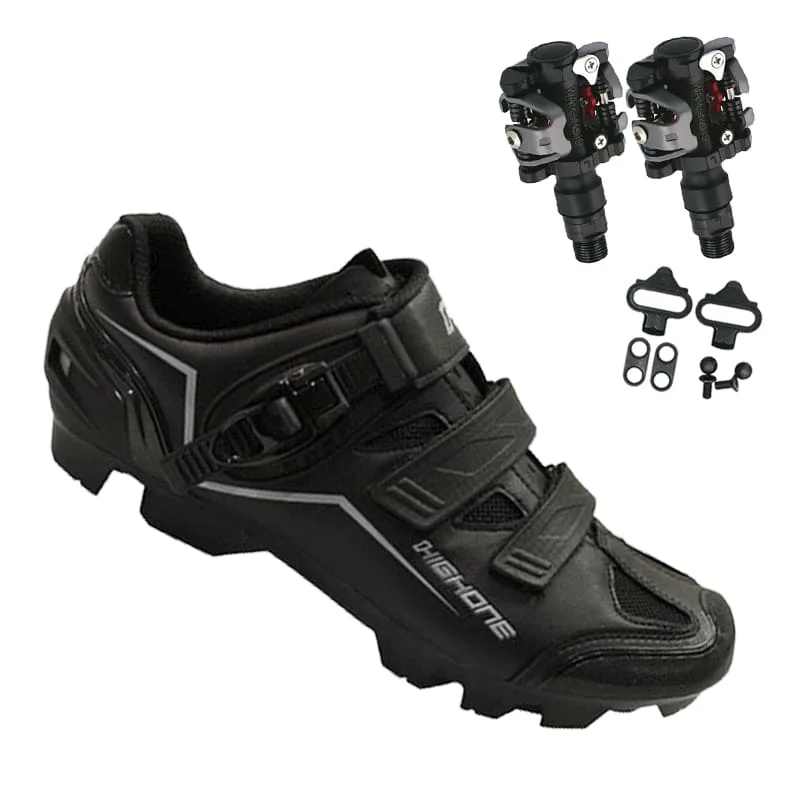 Mtb Cycling High One Feet Black + Pedal Wellgo M919 Sneaker