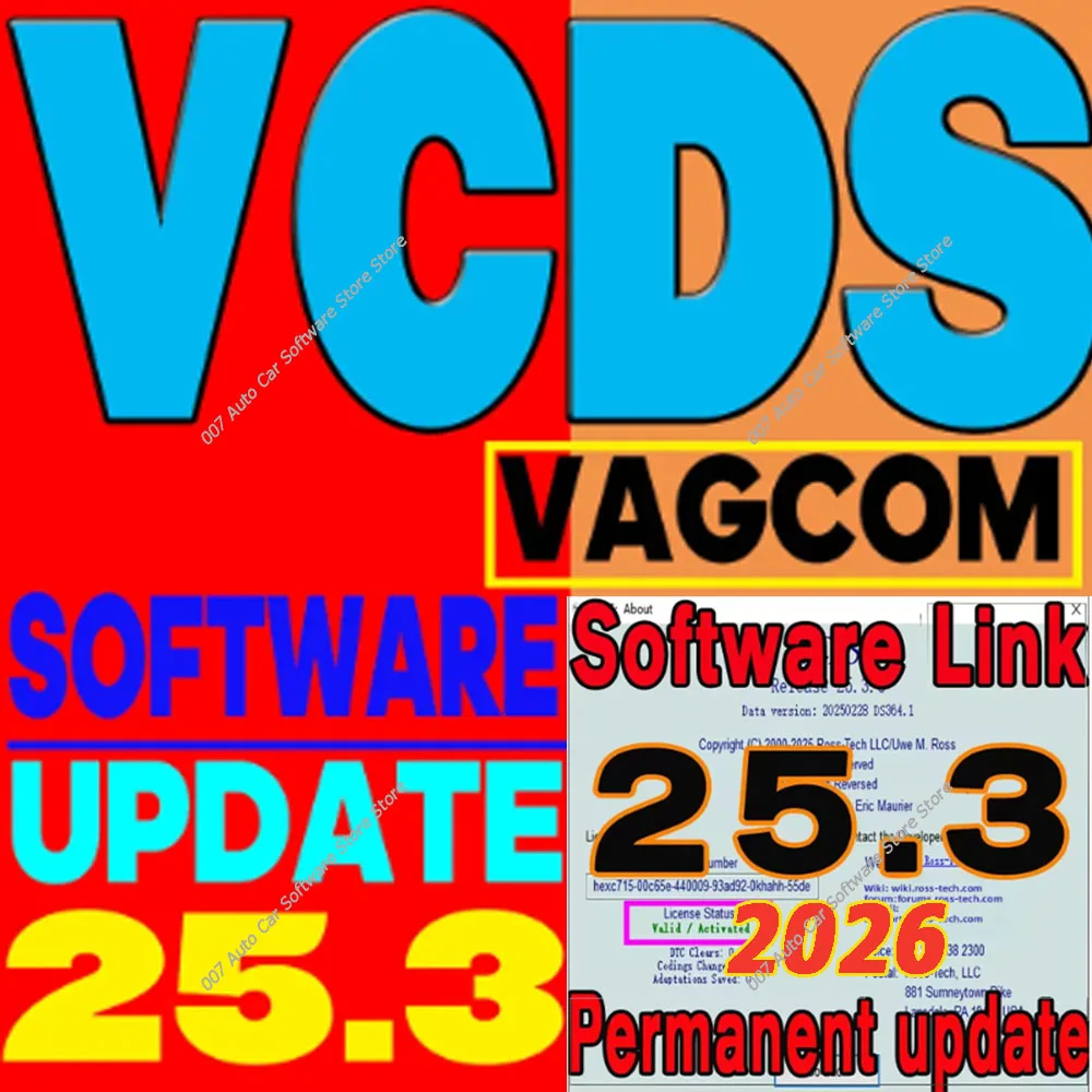 VCDS 2026 VAG COM OBD2 Scanner VAG HEX V2 with USB Interface for VW Audi Skoda Seat - Multilingual Software Update Unlimited