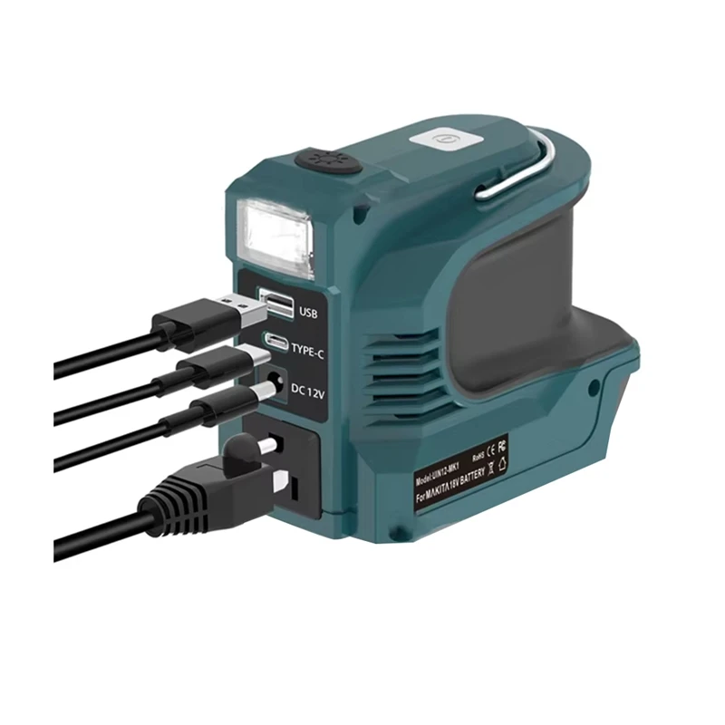 

HRBAJ-Inverter Power Station For 18V Battery 220W LED Outdoor Camping Adapter Power Supply Tool