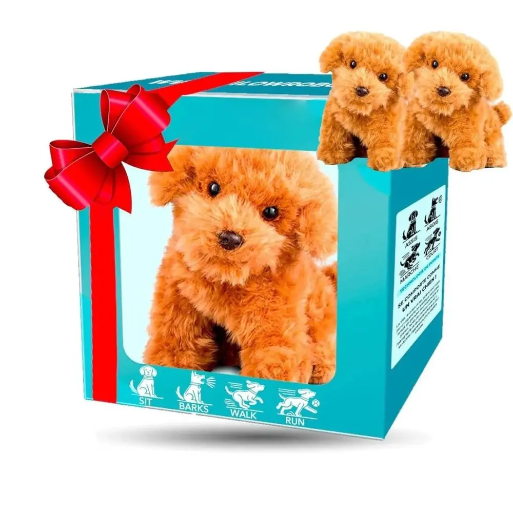 Stuffed Animals Realistic Robotic Puppy Tail Wagging Simulation Plush Robot Dog Interactive Barking Walking Dog Toy Kids Gift