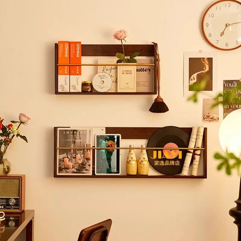 Scandinavian Wood Wall Shelf,Creative Living Room Storage Organizer,Multi-Purpose Book Rack,Floating Furniture Shelf Home Decor