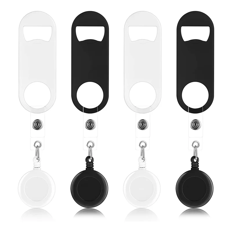 ELEG-10個 格納式フラットボトルオープナー、ミニバーキー、ビールボトルオープナーバーテンダー、ラウンドリールクリップ付き