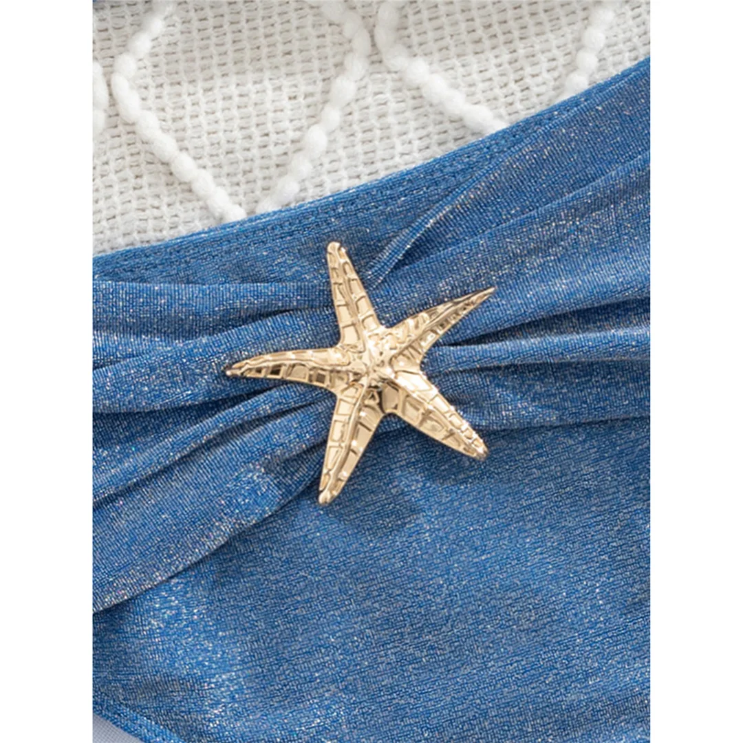 S - XL Starfish Bandeau Damen-Badeanzug, Bikini mit hoher Taille, zweiteiliges Bikini-Set, Badebekleidung, Badeanzug, Modell V8502 – Detail 9