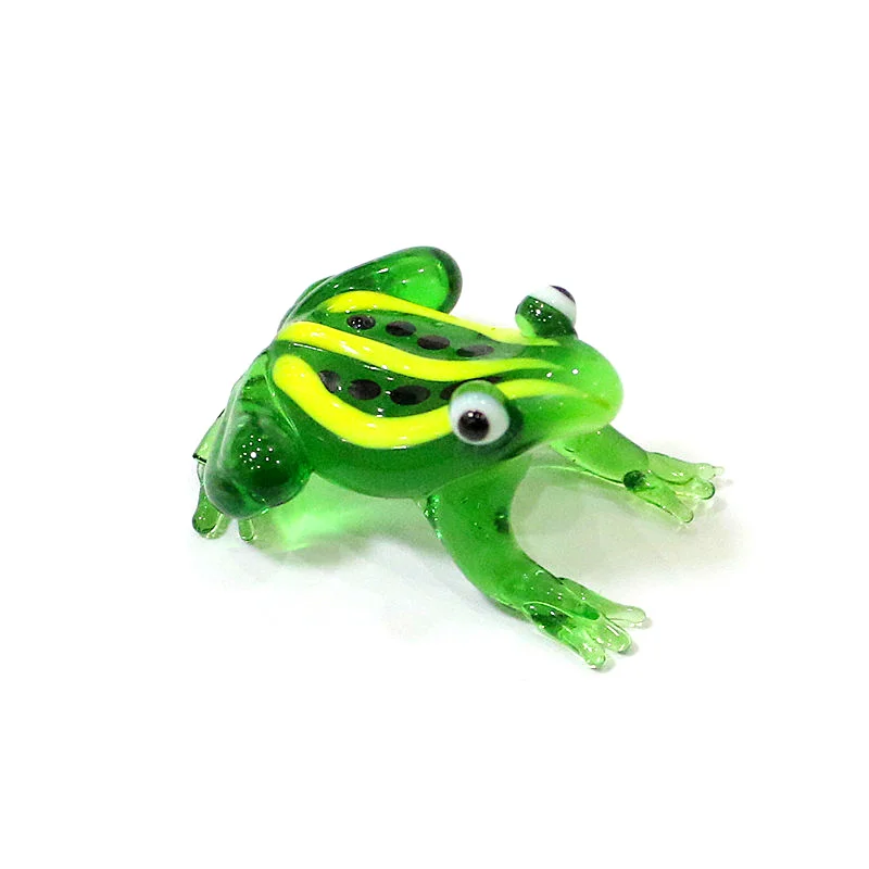 2 Stück Bunte Mini-Glas-Tierfiguren Niedliche Frosch-Miniatur-Statuen Ornamente für Zuhause Tischdekoration Feengarten Bonsai Deko-Zubehör – Detail 4