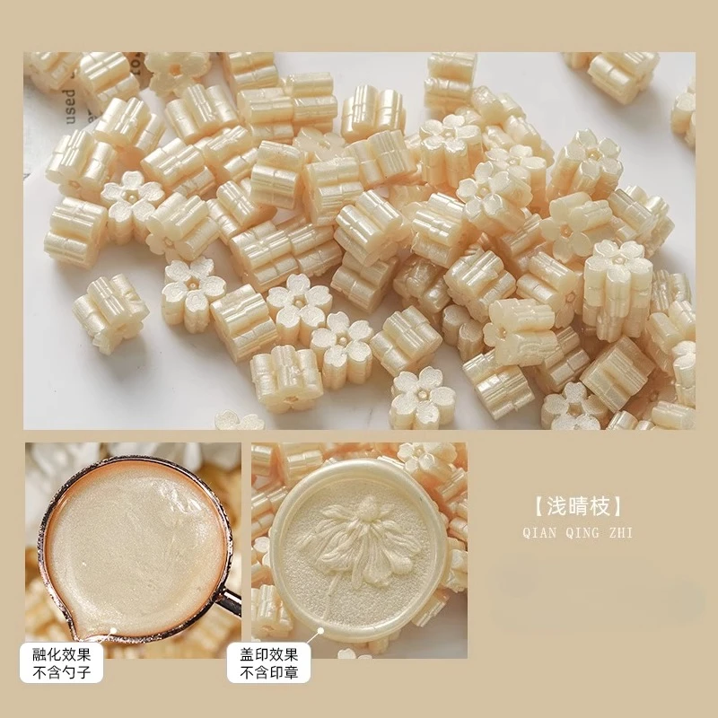 60 stks/zak Flash Parelmoer Sakura Lakzegel Stempel Kralen DIY Envelop Huwelijksuitnodiging Oude Zegel Wax Stempel Maken Gereedschap