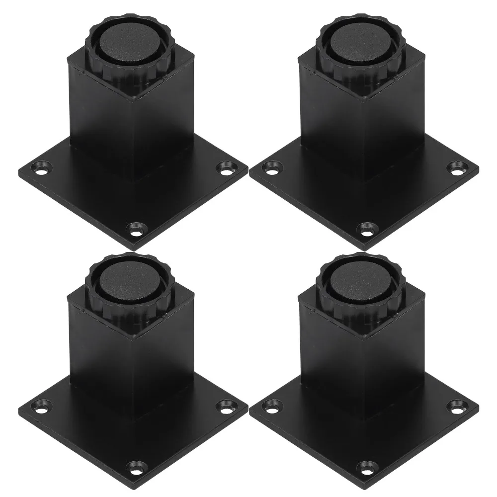 4Pcs/Set Black Furniture Leg Adjustable Sturdy Adjustable Cabinet Leg 60mm/80mm Aluminum Alloy Square Furniture Leg Bookshelf