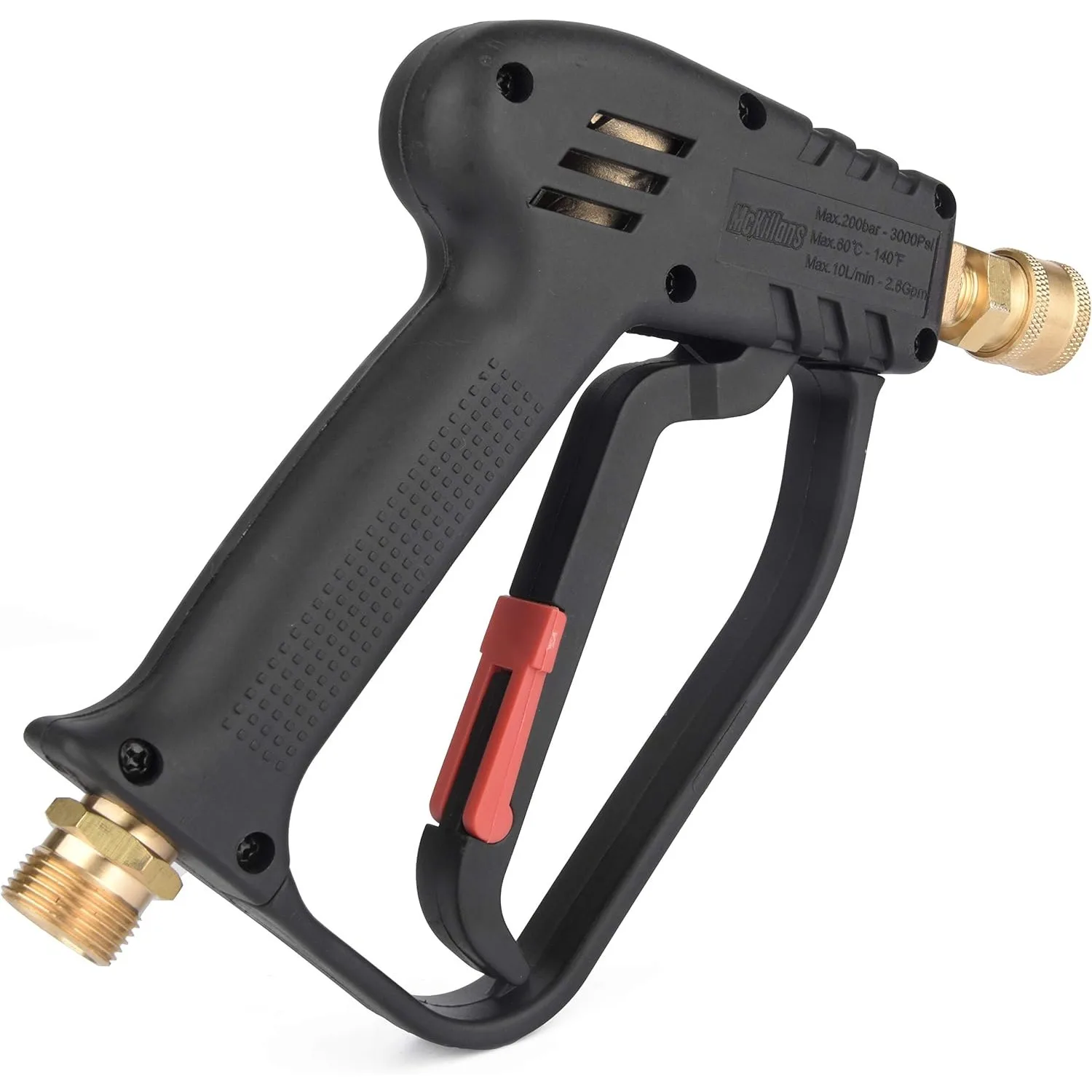 McKillans® Short Pressure Washer Gun with Replacement M22 Inlet- High Pressure Water Handle with 1/4” Quick Connector Coupler