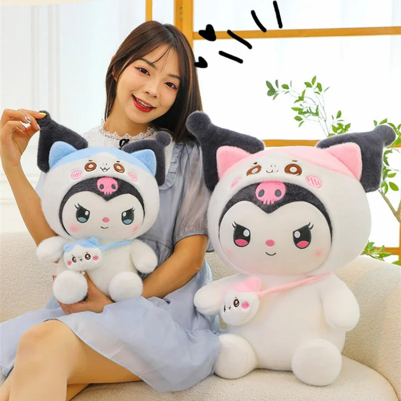 

Новинка от Sanrio, лямбда превращается в плюшевую игрушку Kuromi, подушка для куклы Sanrio, украшение для комнаты, детский подарок на день рождения и Рождество