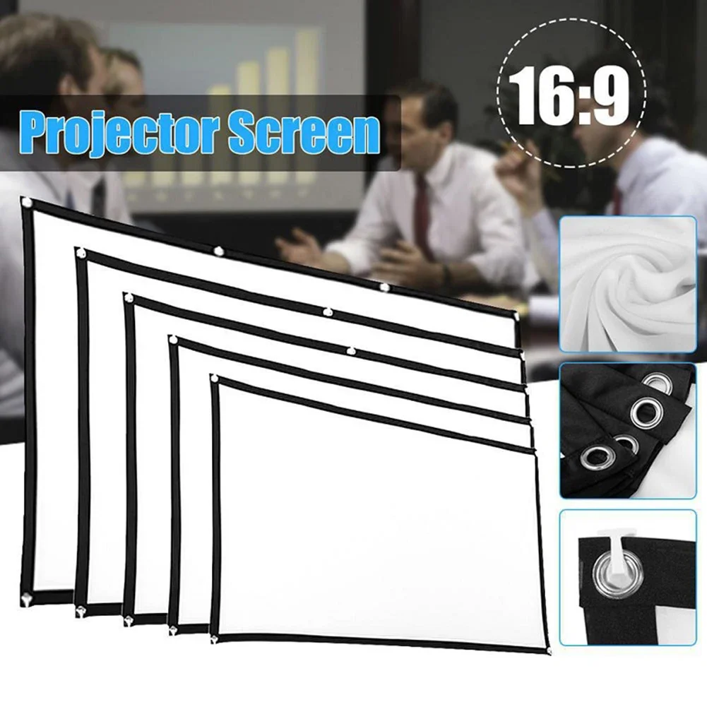 

16:9 Simple Projector Curtain 60/72/84/100/120/150 inch Portable HD Display Screen Home Cinema Theater Movie Home Outdoor Office