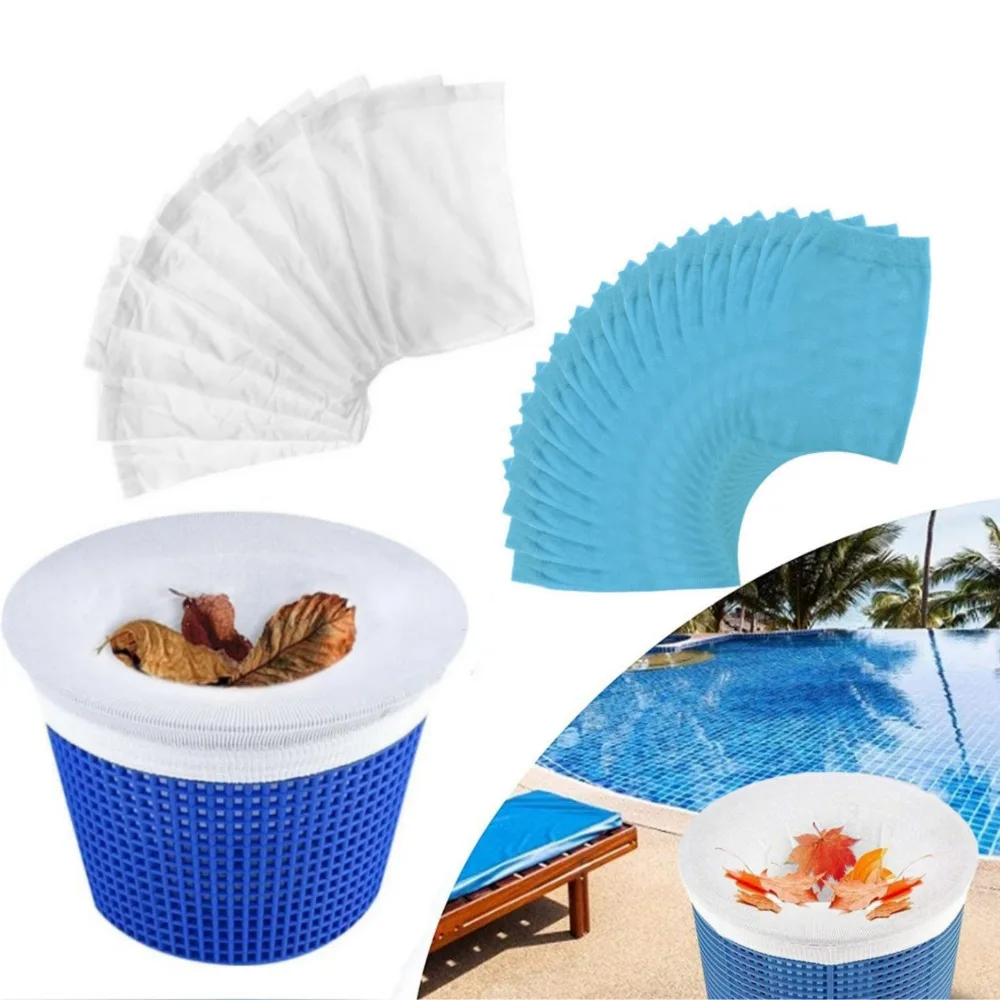 10/20/30PCS Cleaning Nylon Garbage Cover Dustproof and Fallen Leaf Garbage Collection Skim Filter Socks for Pool Cleaning Tools