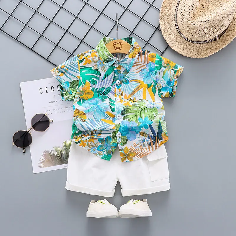 New Summer Casual Full Printe Baby Boy Toddler Causal Clothes Shirt Pants 2Pcs/set Cotton Kids Outfits Clothing suit 0-5 years