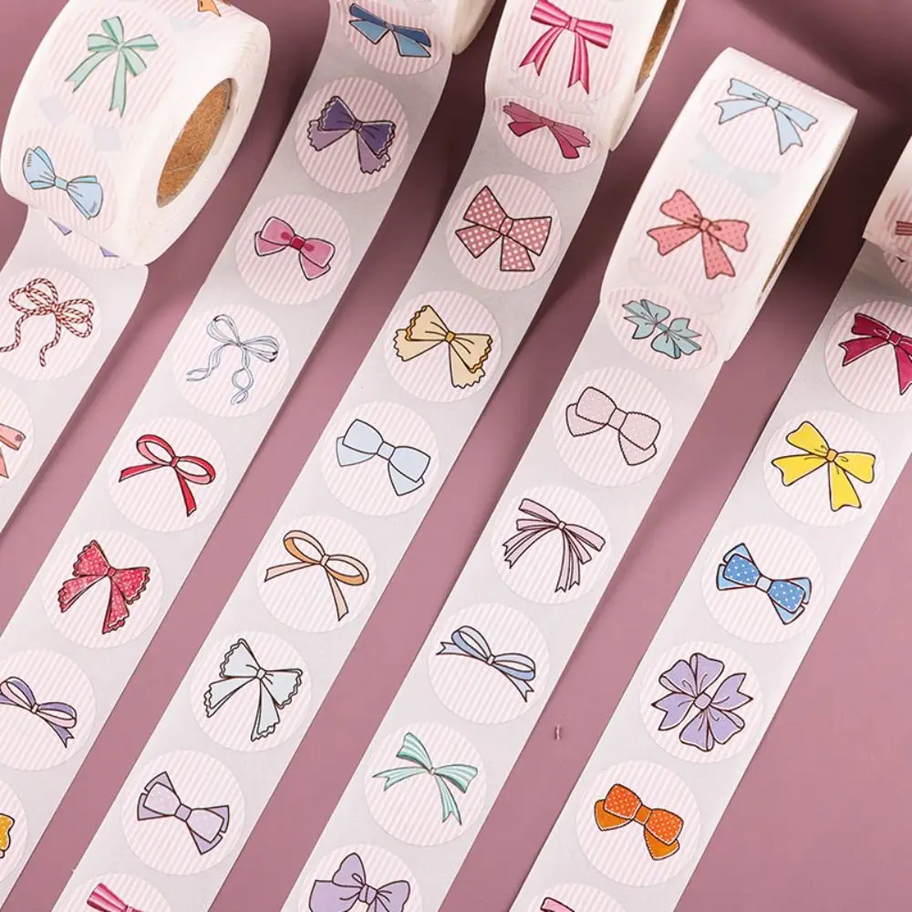 500pcs/roll Sticker Decor Bow Sticker Round Self-adhesive Label Envelopes Sealing Sticker Craft Supplies Label Sticker