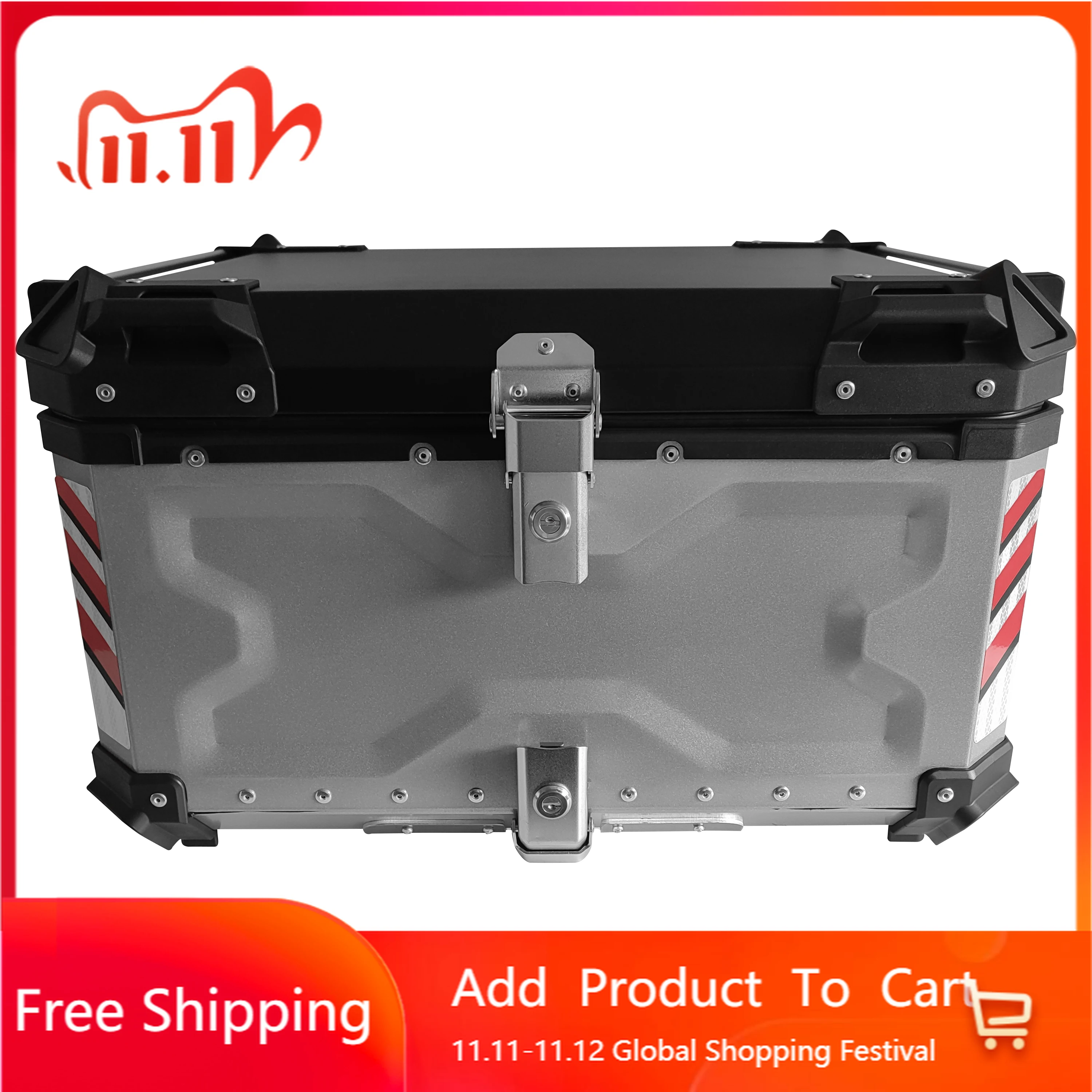 STLF 85L Large Silver Aluminum Motorcycle Food Delivery Box Bike Top Box Scooter case Delivery Boxes with Carrier