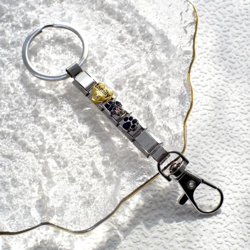 【W】Schleifen-Schmetterling-Stern-Modul-Armband-Schlüsselanhänger-Taschen-Schlüsselanhänger, personalisierter Schlüsselring, italienischer Charm, DIY-Schmuckherstellung, Geschenke – Detail 4