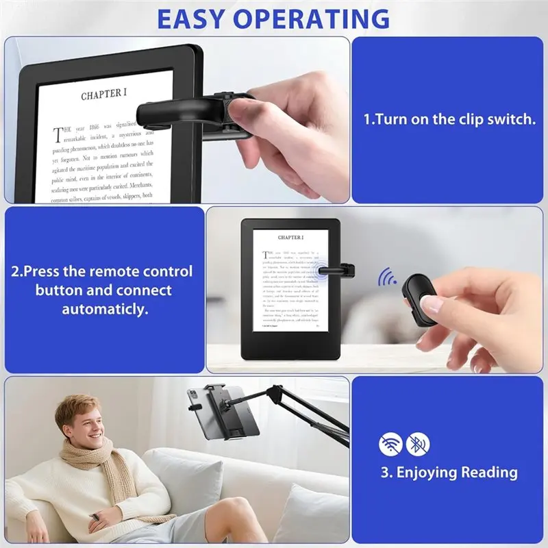 B03B-For Kindle Tablet Page Turner Ring Portable Remote Control Automatic Page Turning Controller Reading Functionality Tool