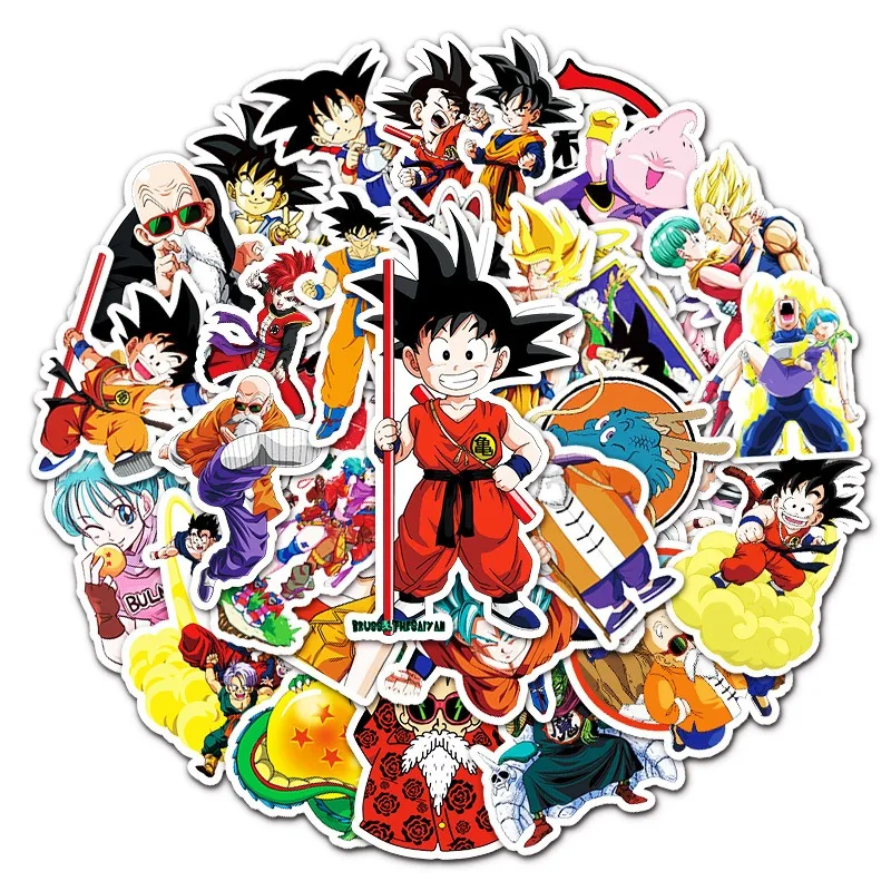 50pcs Dragon Ball Son Goku Japanese Anime Cartoon Sticker Decorative Water Cup Luggage Desktop Stationery Waterproof Sticker