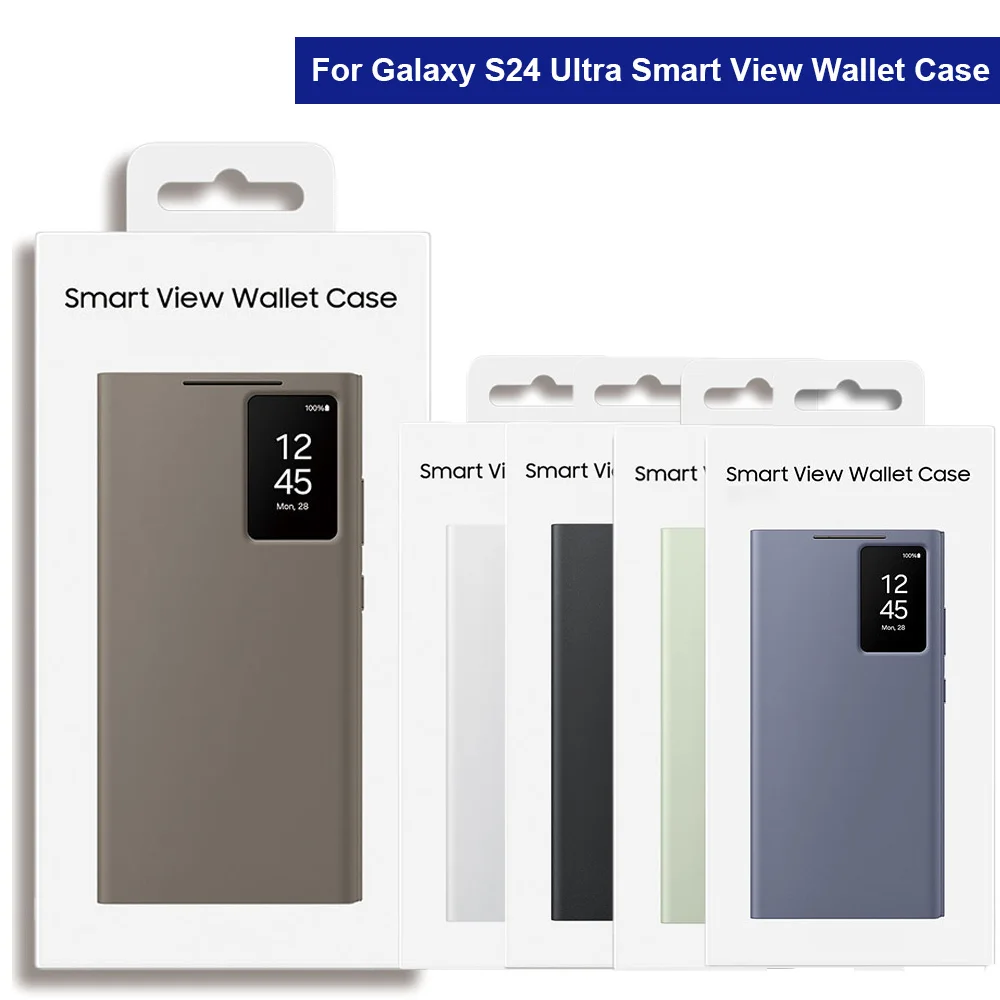 For Samsung Galaxy S24 Ultra PU Phone Case Smart Window Card Insertion Leather Cover Flip Ultra-thin Shockproof S24Ultra Cover