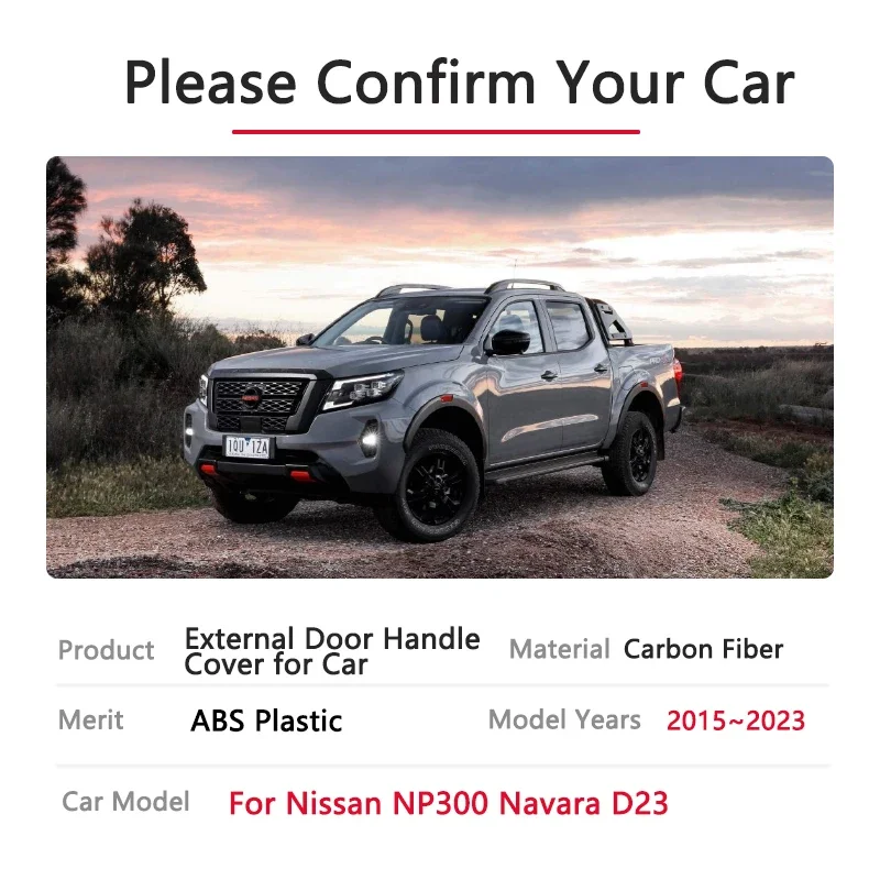 Carbon Fiber Door Handle Cover For Nissan NP300 Navara Frontier D23 Renault Alaska 2014~2020 Car Styling Accessories 2017 2022