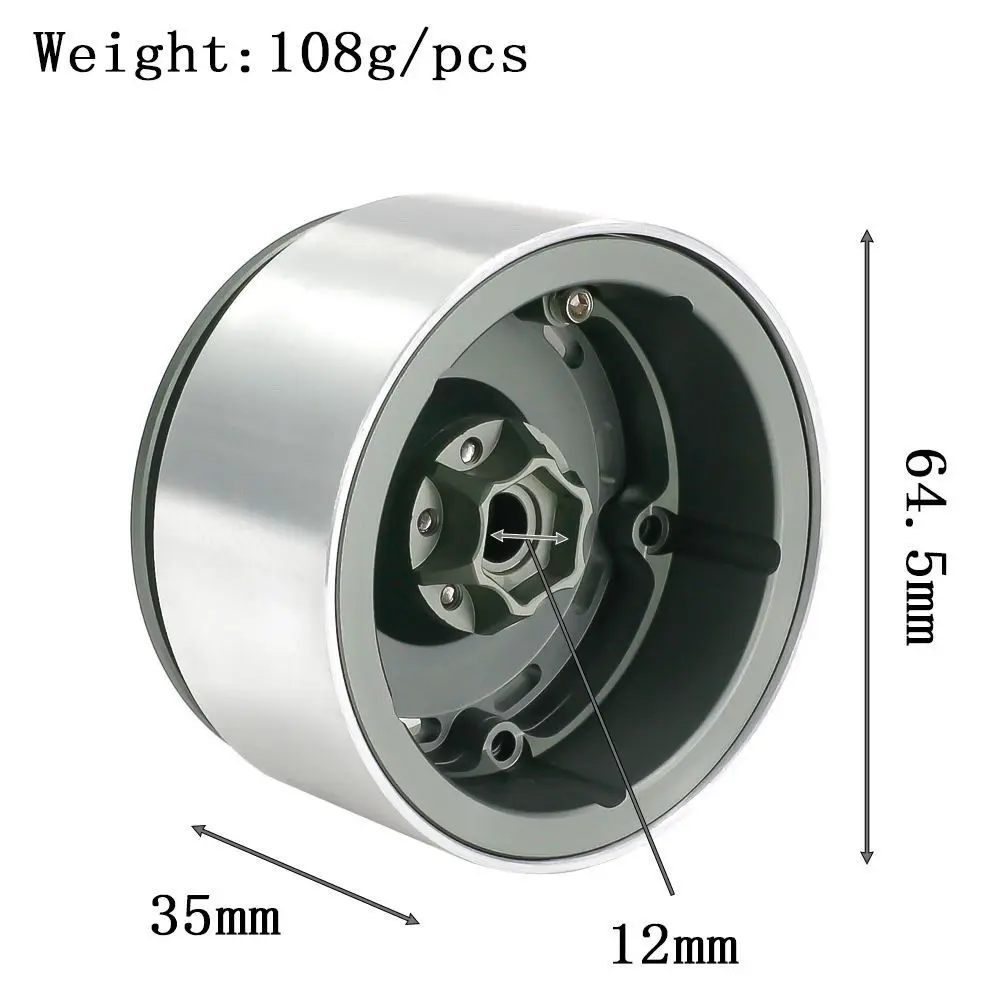 Mozzo ruote retrò fango nero da 2,2 pollici per 1/10 RC Crawler Car TRX4 Defender Bronco AXIAL SCX10 RC4WD D90 Wraith Crossrc Tank 300