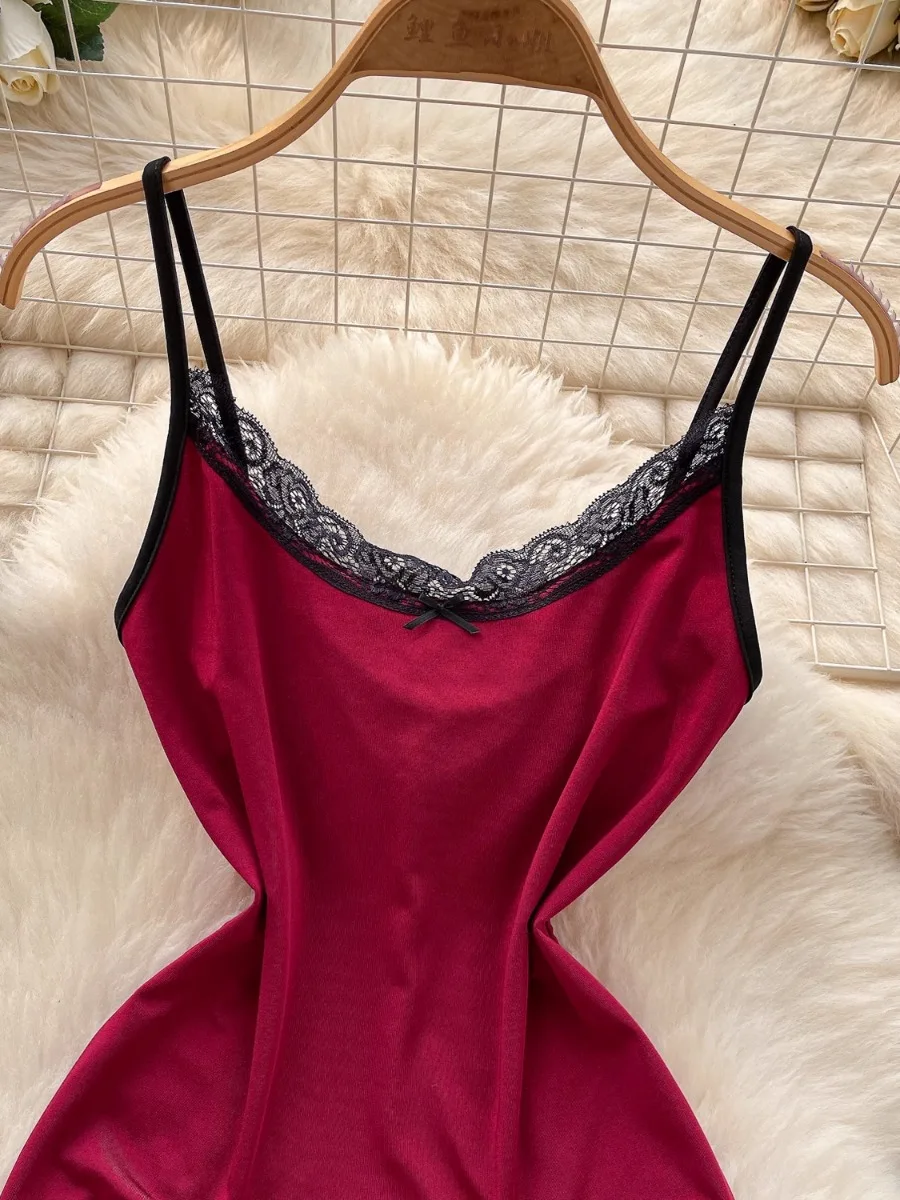 Foamlina-Body Sexy de encaje con tirantes y retazos para mujer, mono ajustado de color burdeos puro, pantalones cortos para esculpir el cuerpo