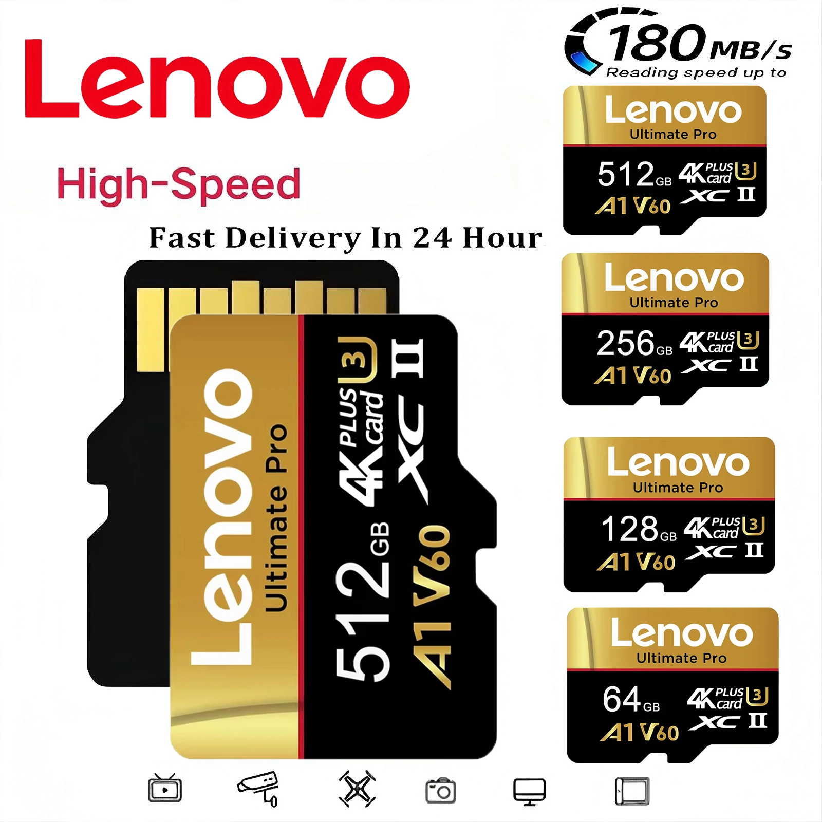 Ultra Lenovo 512GB TF Cards Memory Card SD Cards Micro TF SD 256GB 128GB 32GB U3 for Tablet / GoPro / Android / Smartphone