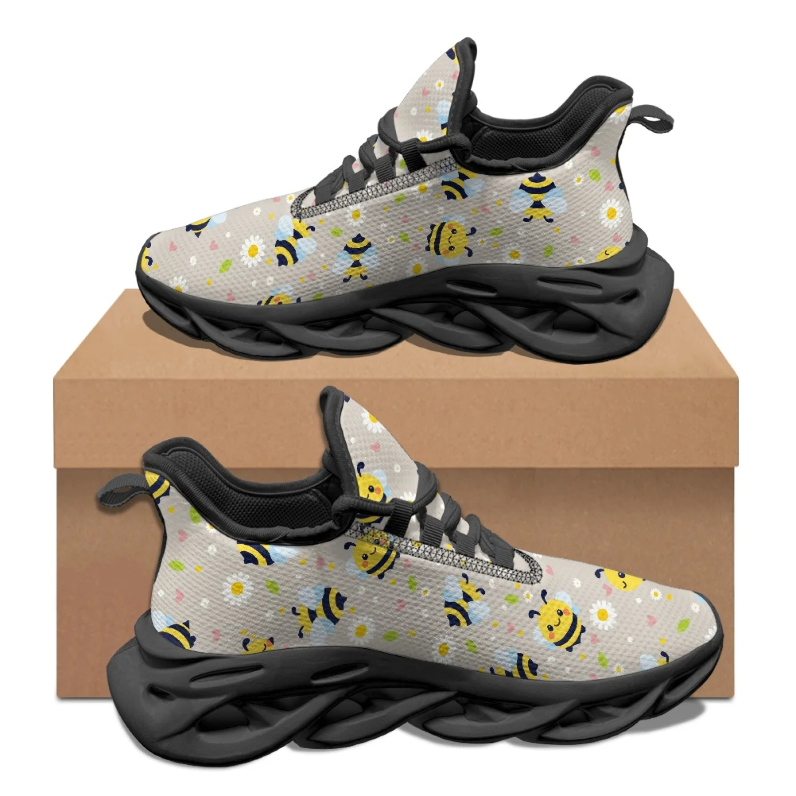 PENSTROLL Bee Flower Fashion Sneakers Blade Men's Sports Shoes for Mens Comfortable Athletic Shoes