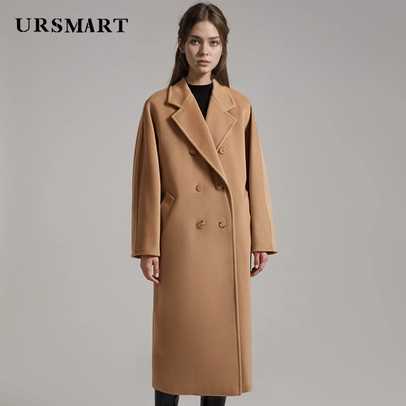 Simple and Casual Women's Wool Coat - Loose Fit Double Breasted Knee-Length Winter Warmth