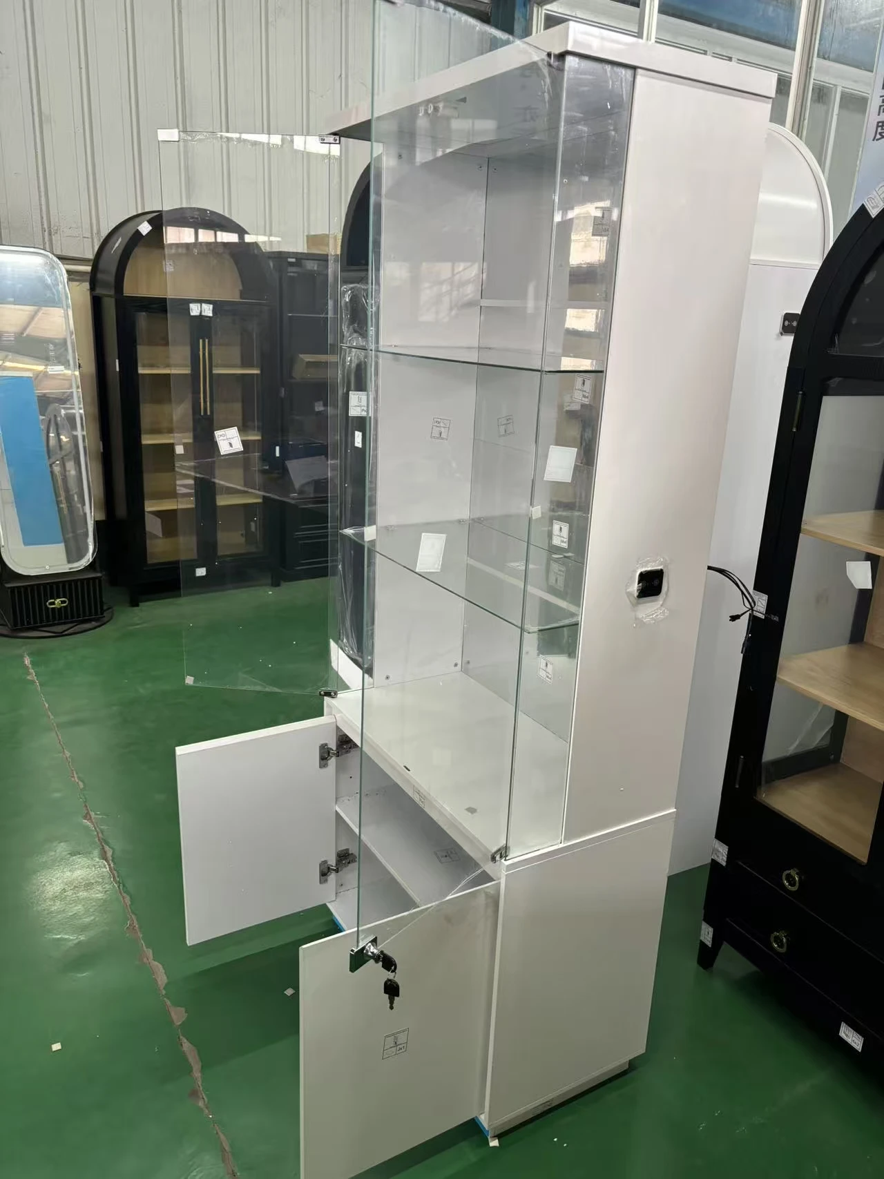 JDPAG خزانة عرض زجاجية مقاس 71 بوصة مع أضواء، وحافظات عرض خزانة التحف الحديثة للمقتنيات #4