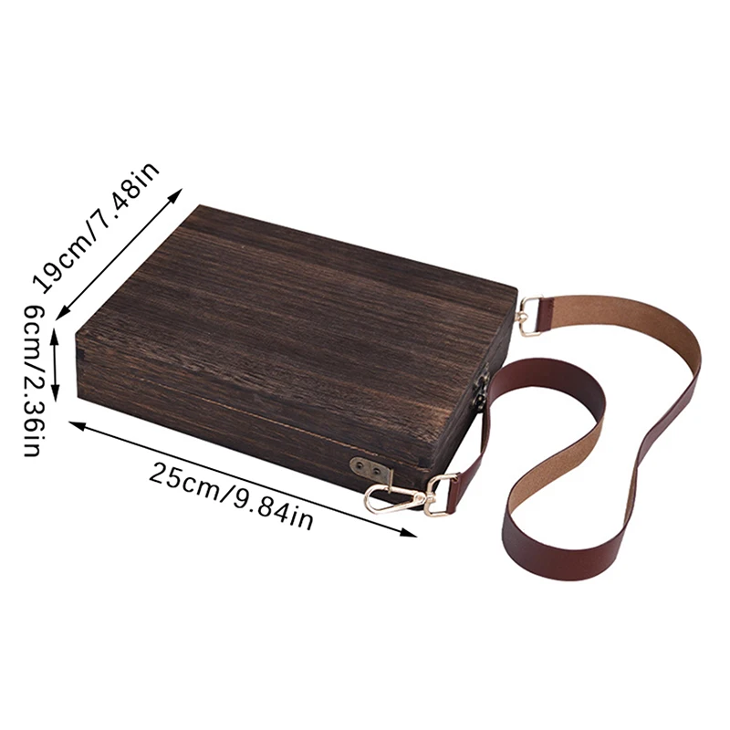 Retro Nostalgic Writers Wood Box Bags Women's Wood Messenger Bags Outdoor Sketch Bags Tool Storage With Lid Souvenir Box Bags