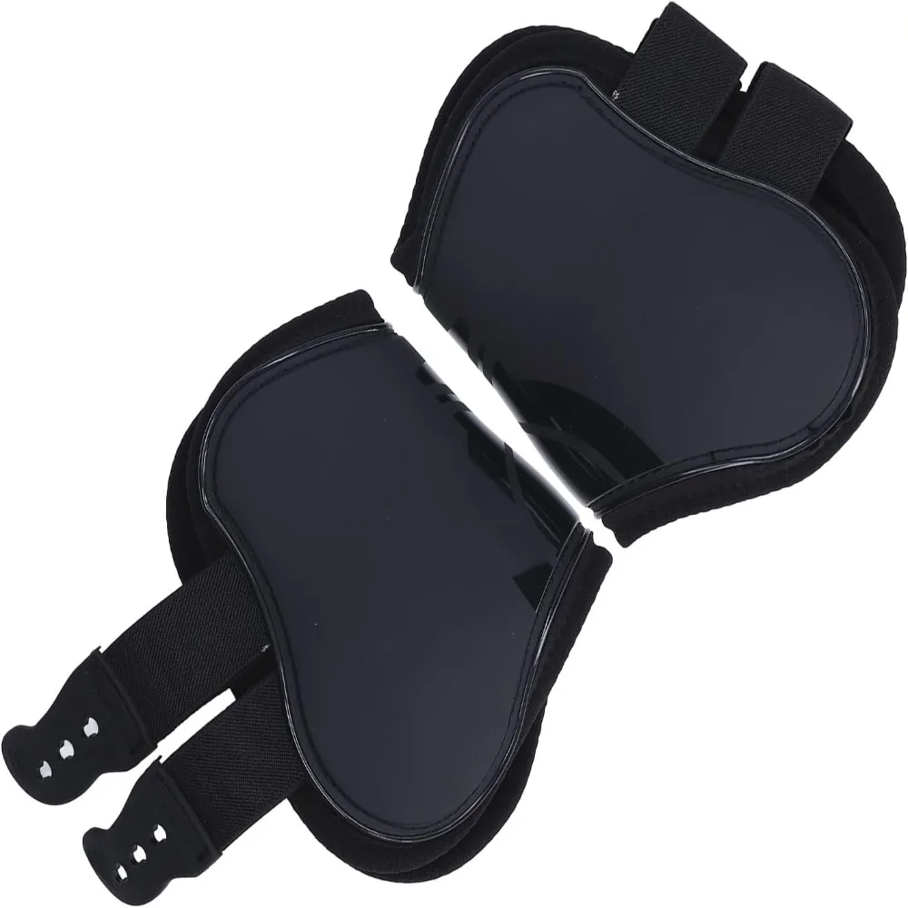 PU Shell Ice Boots for Horses Black Adjustable Buckle Horse Tendon Boots Buffer Function Open Straps Equestrian Tendon Boots