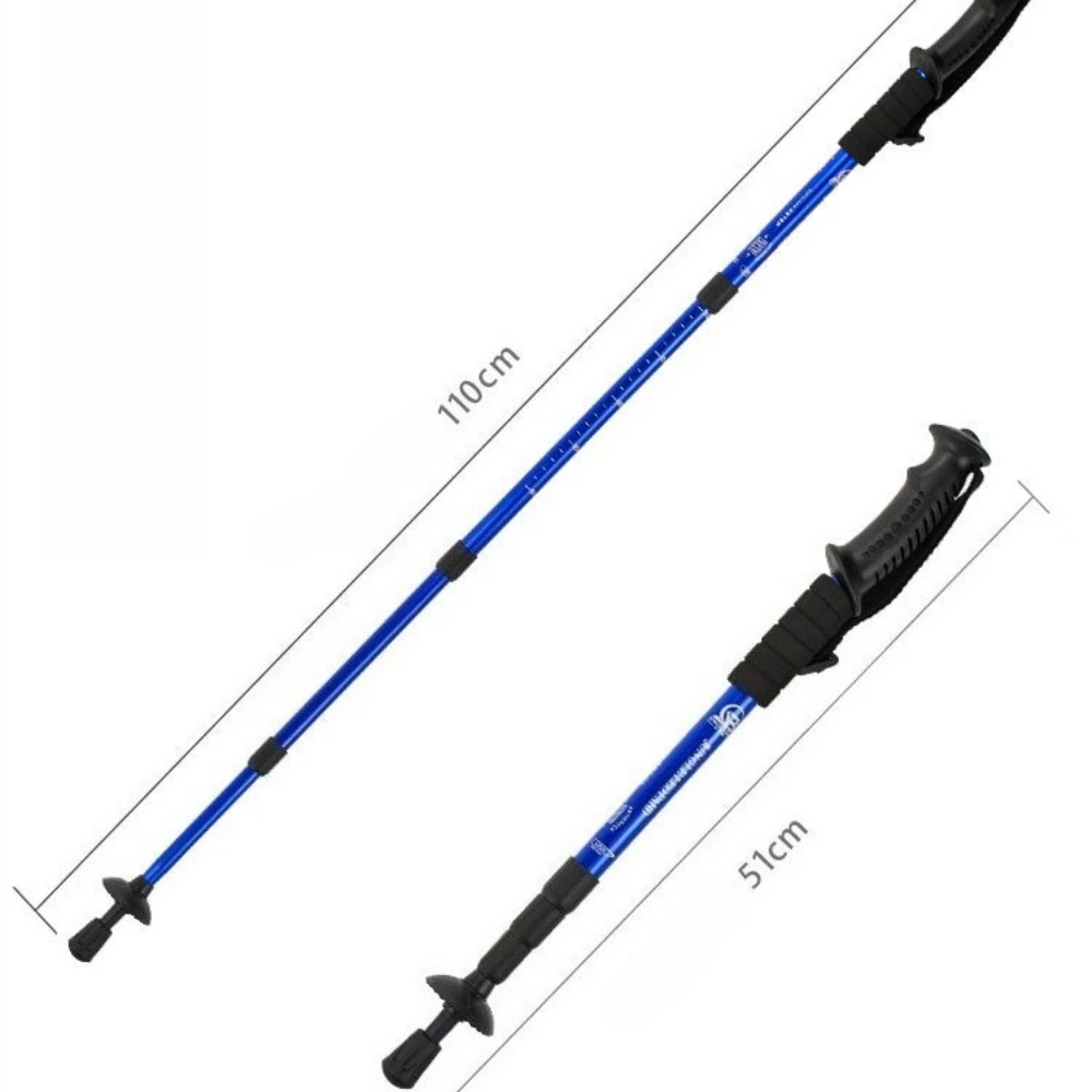 Folding Trekking Poles with Three Sections and Four Sections with Straight Shank Aluminum Alloy Outdoor Camping Trekking Poles