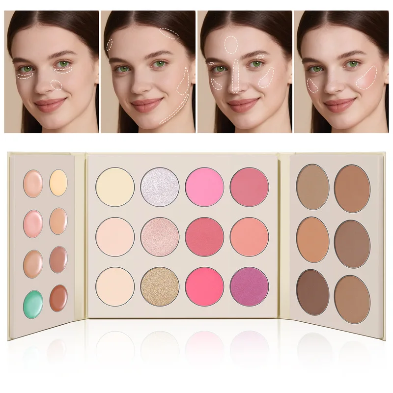 Ucanbe 26-color Comprehensive Facial Makeup Palette: 8 Concealers, 6 Blush, 6 Highlights, 6 Contouring