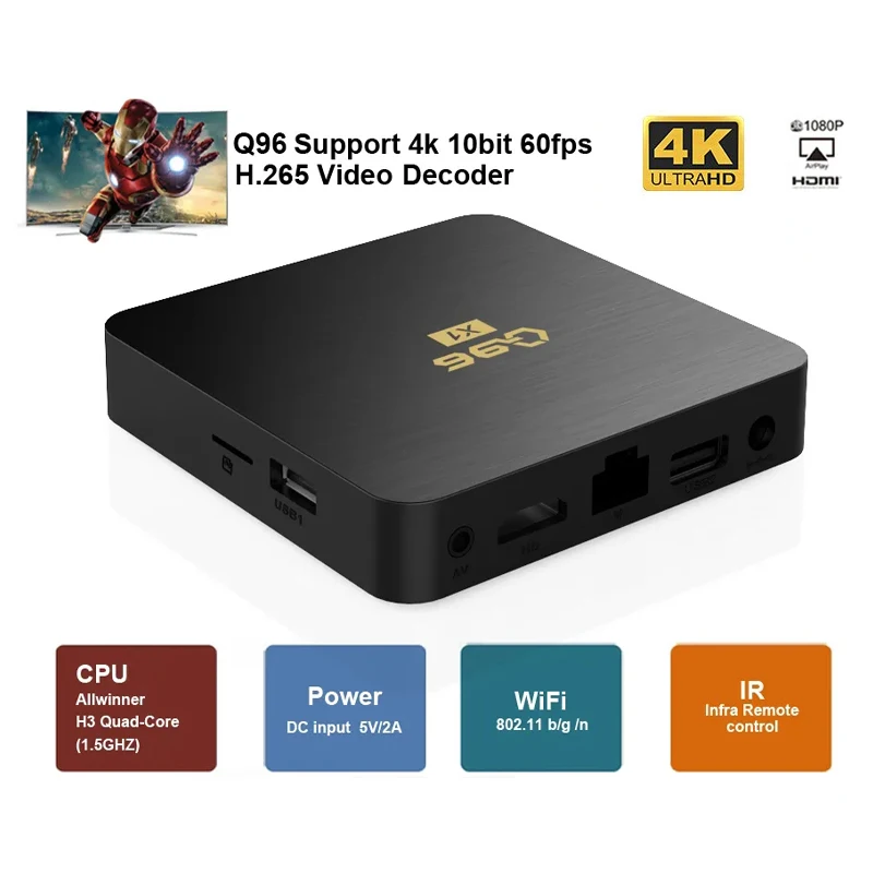 

TV Box Android Q96 X1 Intelligent High Fit 4K High DFefinition Experience 3D Surround Sound Effect Smart Home TV Box