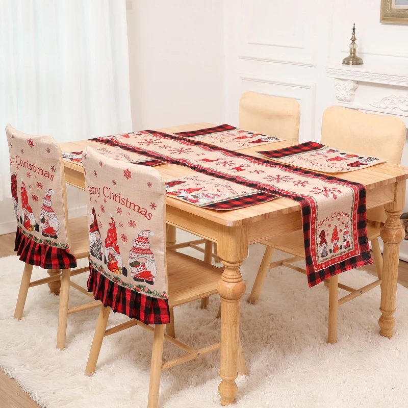 navideño, adorno, decoraciones para fiesta Navidad, funda trasera silla, Navidad, Año Nuevo, invierno,
