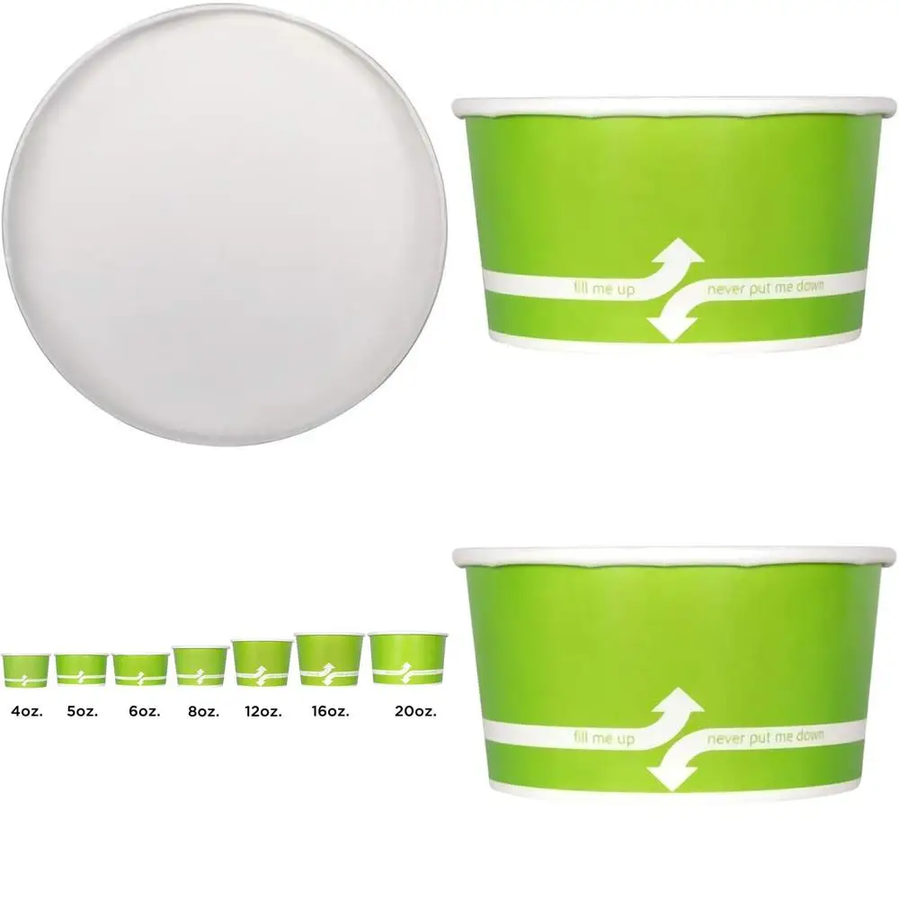 

6 oz - 1000 Pack Paper Cups for Ice Cream, Gelato, Yogurt, Snacks - Green