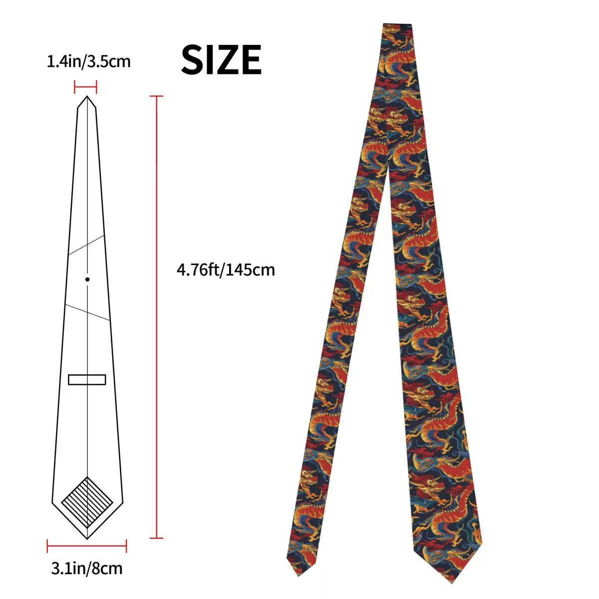 Colorful Red Tie China Chinese Dragon Cool Ties Hip-Hop Street Cravat Street Necktie Shirt Accessories