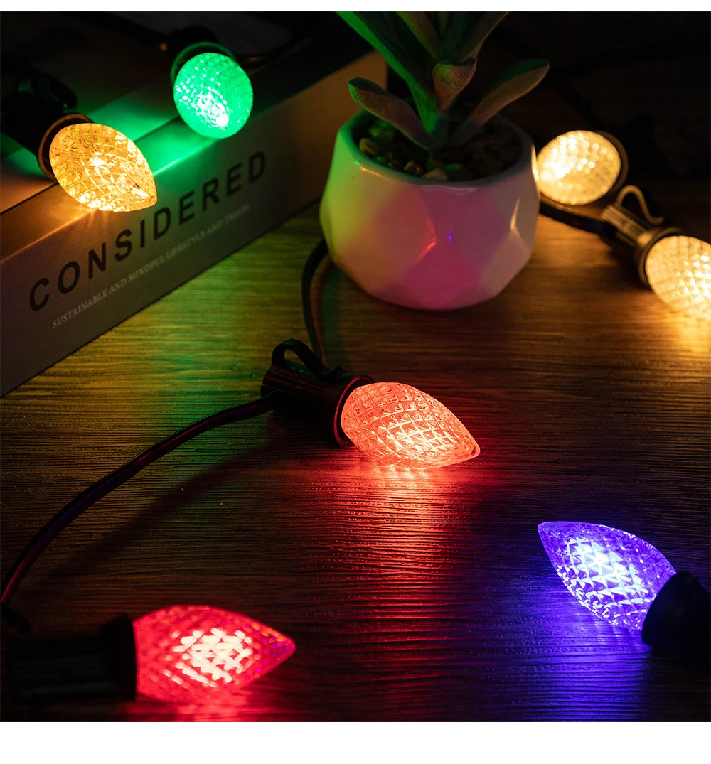 Multicolor C7 LED Light Bulbs 0.6W E12 Garden Decoration Night Lights Vintage Candle Lamps for C7 Outdoor String Lights