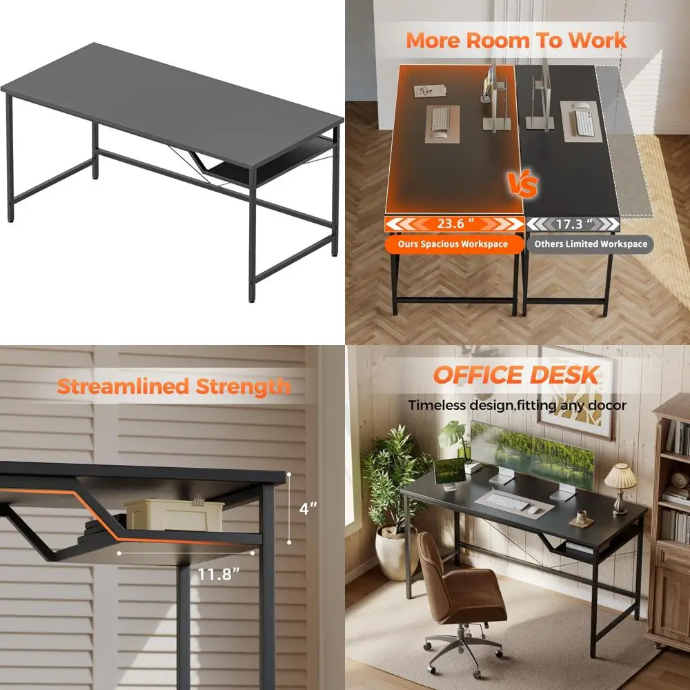 Computer Desk 55 X 24 inch, Gaming Desk for Small Spaces, Modern Simple Style Table for Home Office, Study Student Writing Table