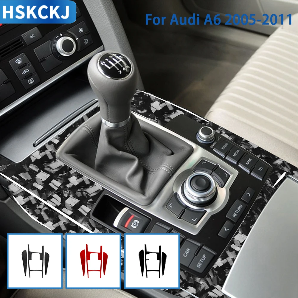 

For Audi A6 2005—2011 Car Accessories Carbon Fiber Interior Gear Shift Side Panel Cover Trim Sticker Modification