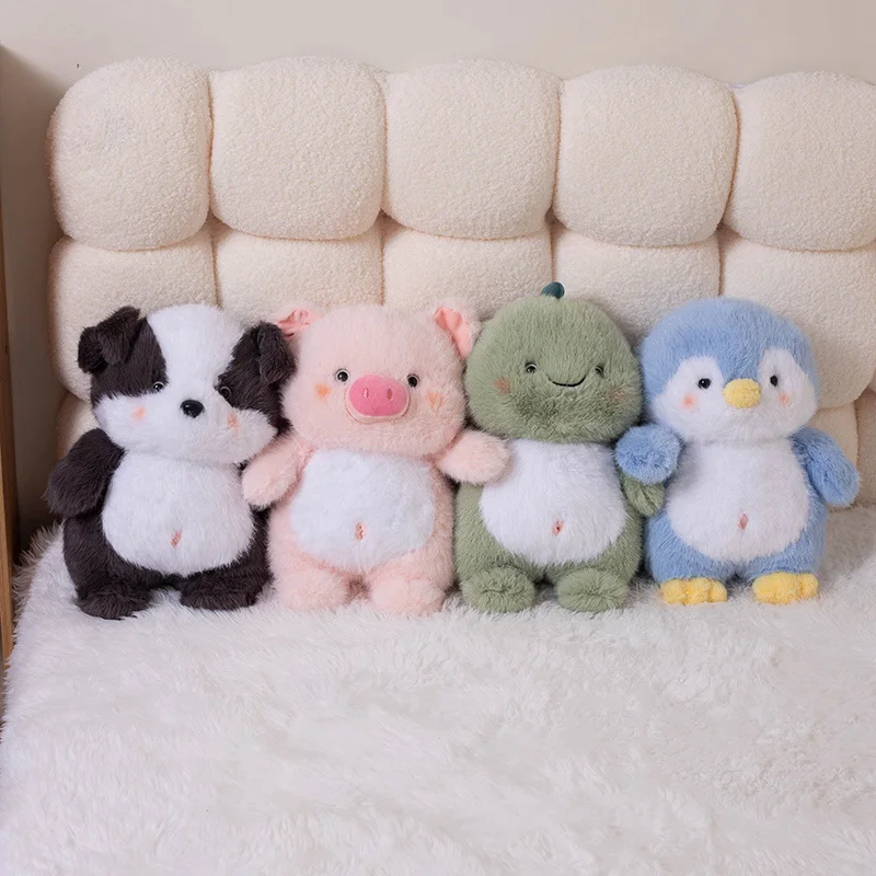 Lindos juguetes de peluche de animales de dibujos animados Kawaii cerdo dinosaurio perro pingüino muñecos de peluche suave divertido juguete de peluche para niños regalos de cumpleaños y Navidad