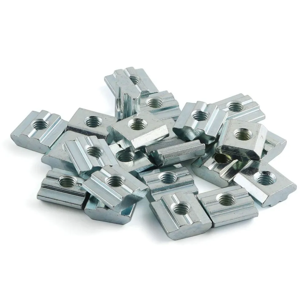 1/5/10/20PCS M3 M4 M5 M6 T Sliding Block Square Nut Eu Standard For 2020 Aluminum Profile 6mm Slot Zinc Coated Plate 3D Printer