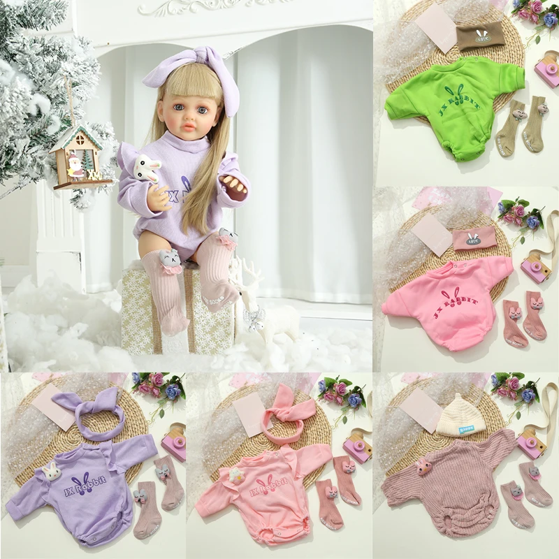 Doll Clothes Hoodie Sweater Jumpsuit For 55cm Baby Reborn Doll DIY Girl Clothing Toys for 21.65 Inch Dolls Clothes Accessories